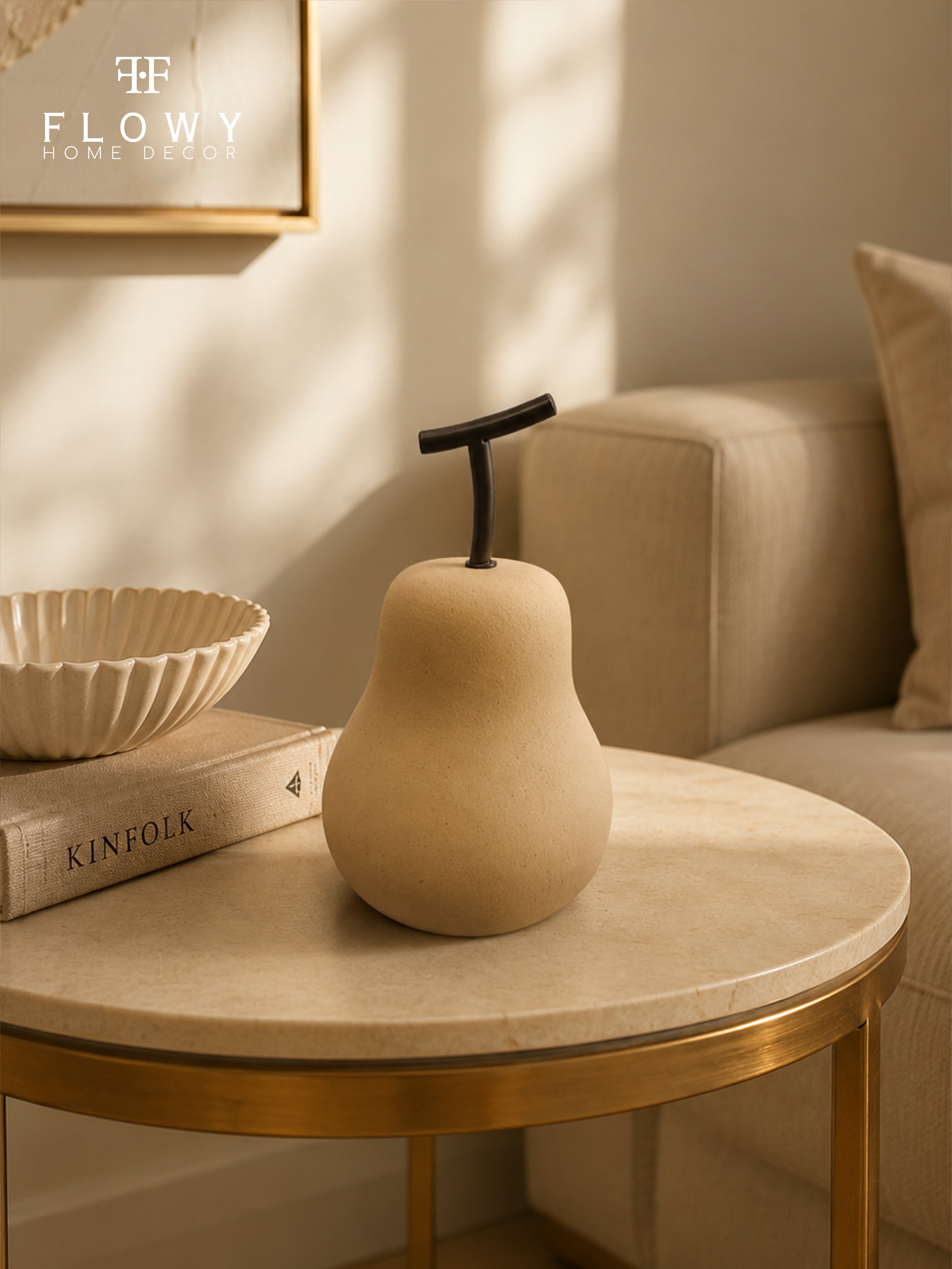 Pear-Shaped Sculptural Decor – Sand Beige
